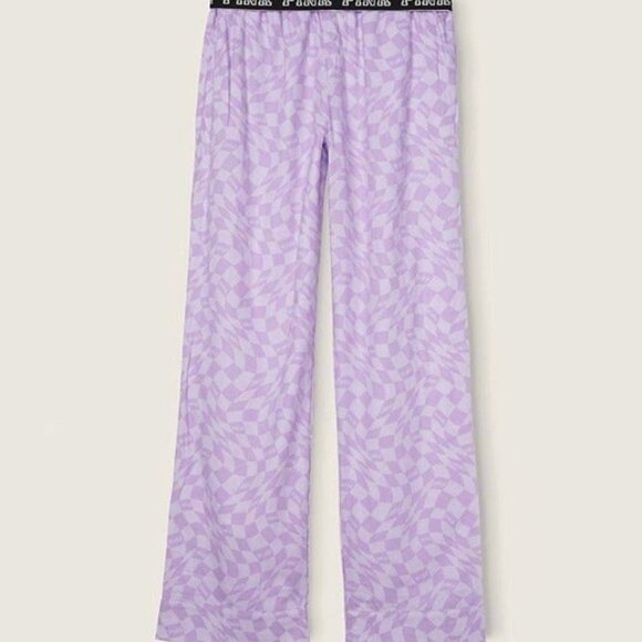 vs PINK LOUNGE/SLEEP PANTS IN PURPLE WITH LOGO WAISTBAND IN SIZE MEDIUM - Picture 3 of 6